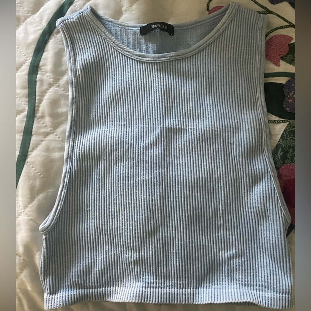 Baby Blue Cropped, Ribbed Tank Top